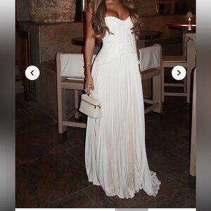 Danielle Fashion Nova Corset Pleated Maxi Dress - Cream